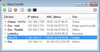 WakeOnLAN nástroj