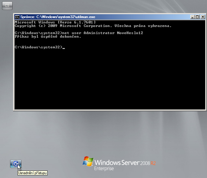 Nahrazení hesla na Windows 2008 R2